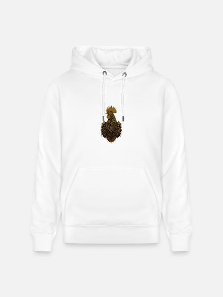 Golden ornate rooster art - Heavyweight Unisex Hoodie CRUISER by Stanley/Stella - white