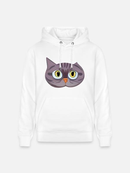 Cute Cat Face - Heavyweight Unisex Hoodie CRUISER by Stanley/Stella - white