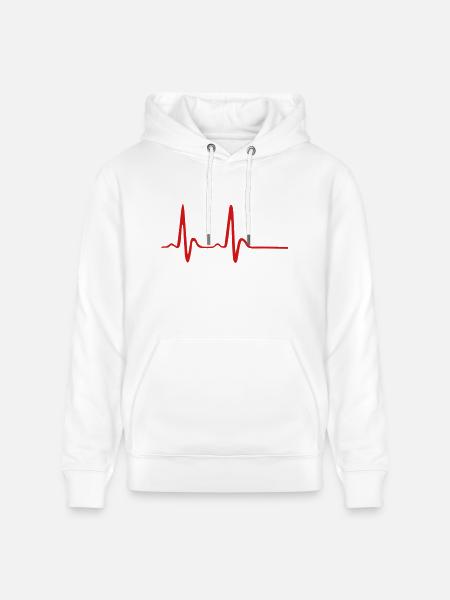 Heartbeat, ECG, EKG - Heavyweight Unisex Hoodie CRUISER by Stanley/Stella - white
