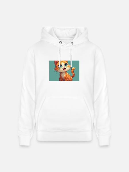Happy Orange Tabby Kitten - Heavyweight Unisex Hoodie CRUISER by Stanley/Stella - white