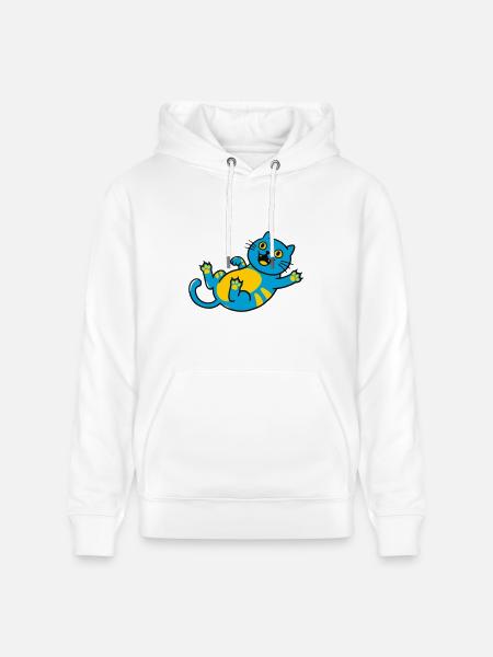 Blue Cat Playful Belly Art - Heavyweight Unisex Hoodie CRUISER by Stanley/Stella - white
