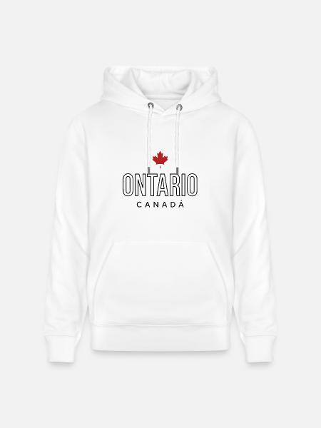 Maple Leaf Emblem on Bold Text - Heavyweight Unisex Hoodie CRUISER by Stanley/Stella - white