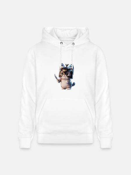 Ninja Kitten with Dagger - Heavyweight Unisex Hoodie CRUISER by Stanley/Stella - white