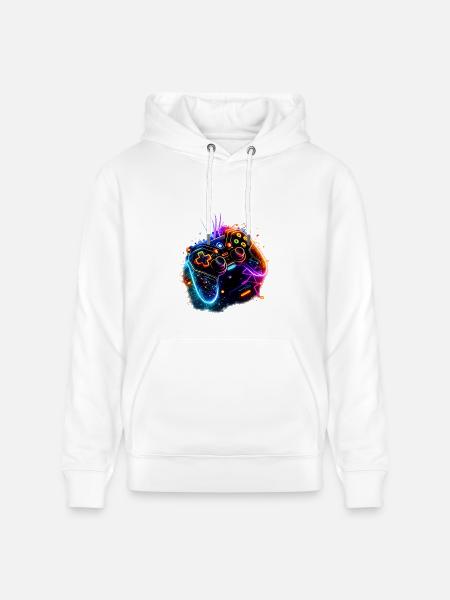Neon Game Controller Splash - Heavyweight Unisex Hoodie CRUISER by Stanley/Stella - white