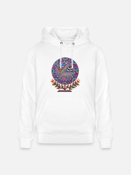 Native Huichol Peyote Deer - Heavyweight Unisex Hoodie CRUISER by Stanley/Stella - white