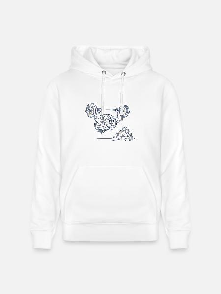 Brain Gains Lifting Weights - Heavyweight Unisex Hoodie CRUISER by Stanley/Stella - white