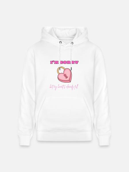 Pink Heart Lock Apology - Heavyweight Unisex Hoodie CRUISER by Stanley/Stella - white