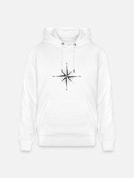 Noir Compass Rose - Heavyweight Unisex Hoodie CRUISER by Stanley/Stella - white