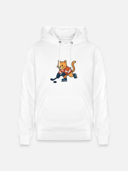 Ice Hockey Cat - Heavyweight Unisex Hoodie CRUISER by Stanley/Stella - white