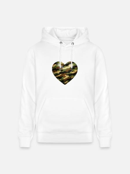 Camo Heart - Heavyweight Unisex Hoodie CRUISER by Stanley/Stella - white
