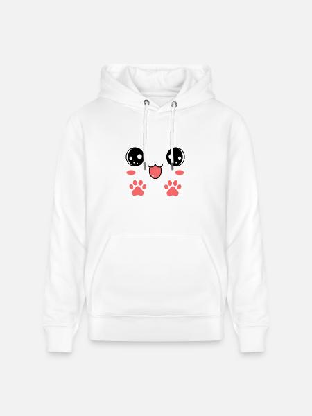 Sweet Smiling Cat Face Paw - Heavyweight Unisex Hoodie CRUISER by Stanley/Stella - white