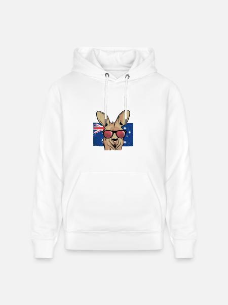 Aussie Kangaroo Sunglasses Flag - Heavyweight Unisex Hoodie CRUISER by Stanley/Stella - white