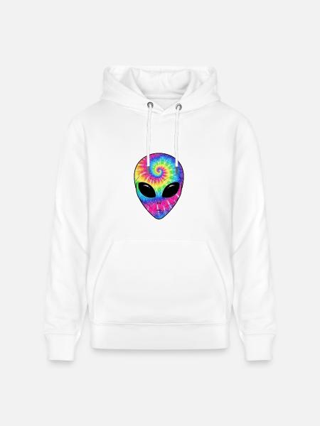 Psychedelic Alien TieDye Face - Heavyweight Unisex Hoodie CRUISER by Stanley/Stella - white