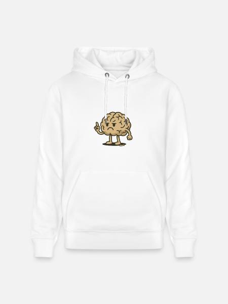 Angry Brain Pointing Finger - Heavyweight Unisex Hoodie CRUISER by Stanley/Stella - white