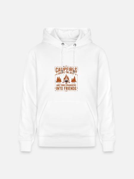 Campfires Turn Strangers Into Friends - Heavyweight Unisex Hoodie CRUISER by Stanley/Stella - white