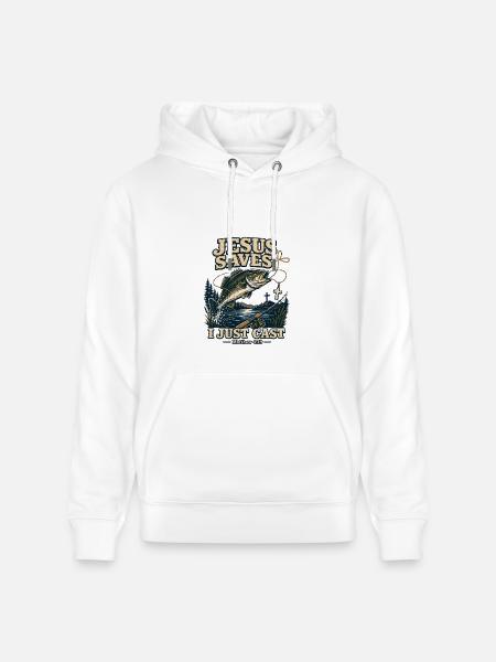 Jesus Saves I Just Cast Christian Fishing - Heavyweight Unisex Hoodie CRUISER by Stanley/Stella - white