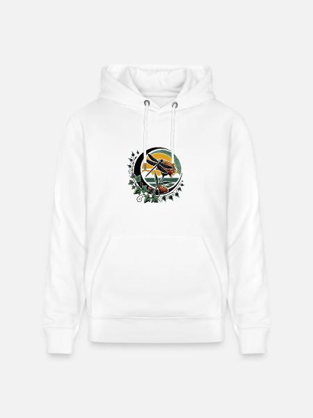 Moonlit Dragonfly & Sunflowers - Heavyweight Unisex Hoodie CRUISER by Stanley/Stella - white