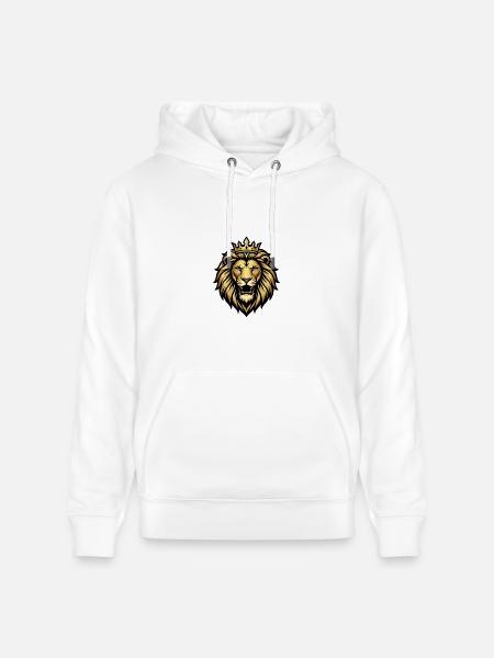 Gold Crowned Lion Emblem - Heavyweight Unisex Hoodie CRUISER by Stanley/Stella - white