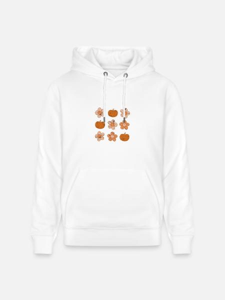 Rustic Pumpkin and Flower Pattern - Heavyweight Unisex Hoodie CRUISER by Stanley/Stella - white