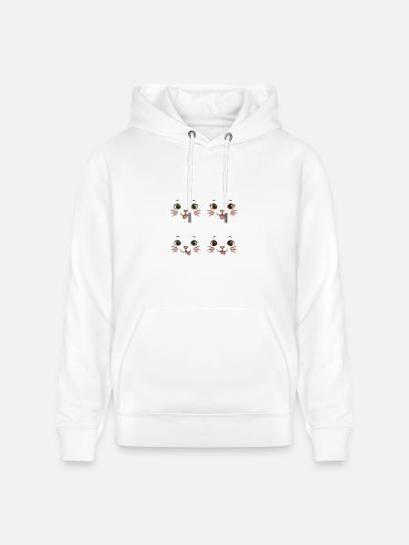 Four Playful Cat Faces - Heavyweight Unisex Hoodie CRUISER by Stanley/Stella - white