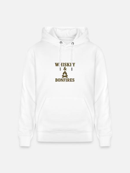 Whiskey & Bonfires Rustic Camp Graphic - Heavyweight Unisex Hoodie CRUISER by Stanley/Stella - white