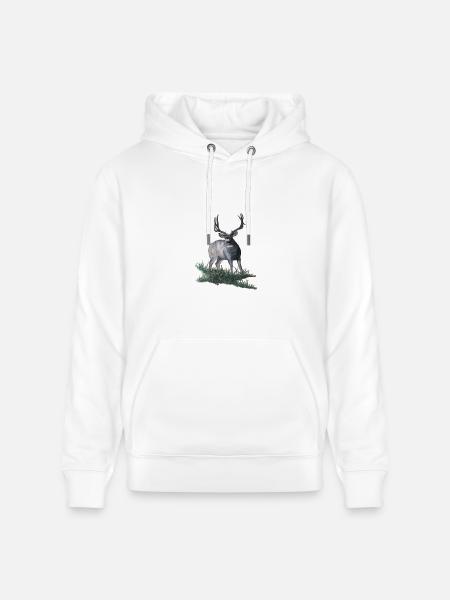 Mule deer buck sketch - Heavyweight Unisex Hoodie CRUISER by Stanley/Stella - white