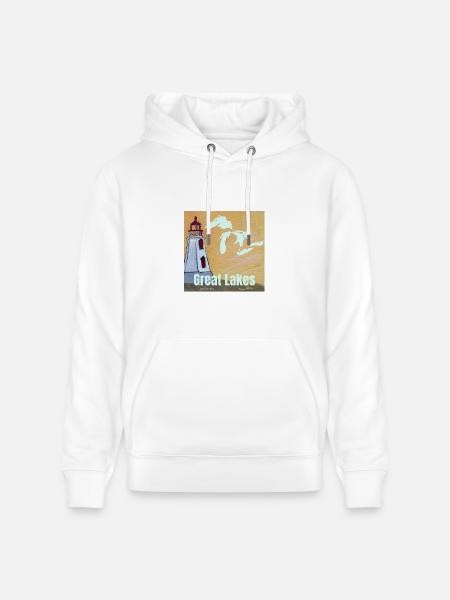 Great Lakes Lighthouse Glow - Heavyweight Unisex Hoodie CRUISER by Stanley/Stella - white