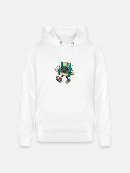 Retro Disk Mascot with Sunglasses - Heavyweight Unisex Hoodie CRUISER by Stanley/Stella - white