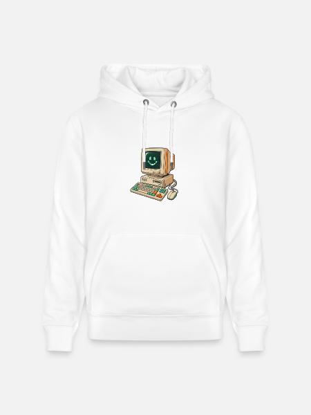 Retro Pixel Smile Computer - Heavyweight Unisex Hoodie CRUISER by Stanley/Stella - white