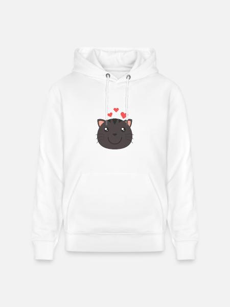 Heartfelt Cat Face - Heavyweight Unisex Hoodie CRUISER by Stanley/Stella - white