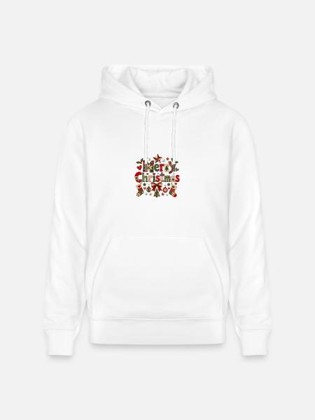 Merry Christmas Quilted Patchwork - Heavyweight Unisex Hoodie CRUISER by Stanley/Stella - white
