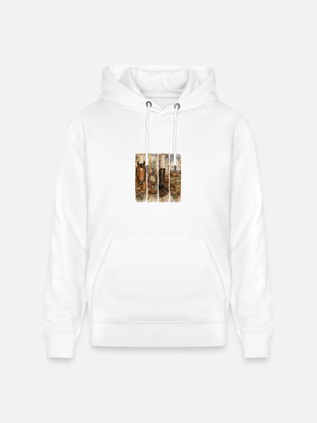 Rustic Western Florals Quartet - Heavyweight Unisex Hoodie CRUISER by Stanley/Stella - white