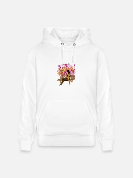 Floral Bloom Bench Serenity - Heavyweight Unisex Hoodie CRUISER by Stanley/Stella - white