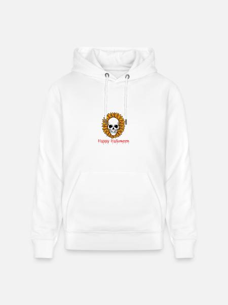 Sunflower Skull Halloween Tee - Heavyweight Unisex Hoodie CRUISER by Stanley/Stella - white