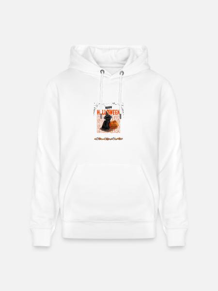 Black Cat and Pumpkin Halloween - Heavyweight Unisex Hoodie CRUISER by Stanley/Stella - white