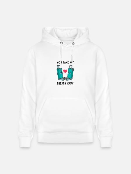 Funny Asthma Inhalers Love T-Shirt - Heavyweight Unisex Hoodie CRUISER by Stanley/Stella - white