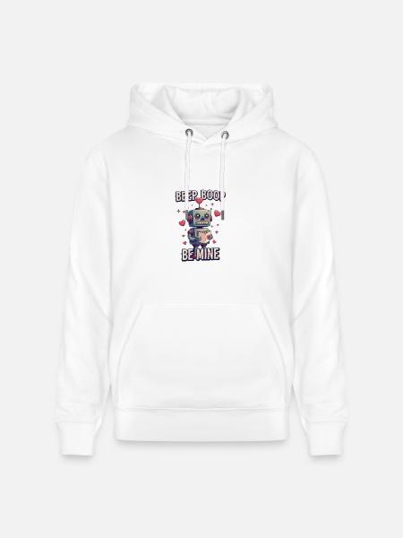 Beep Boop Be Mine Robot - Heavyweight Unisex Hoodie CRUISER by Stanley/Stella - white