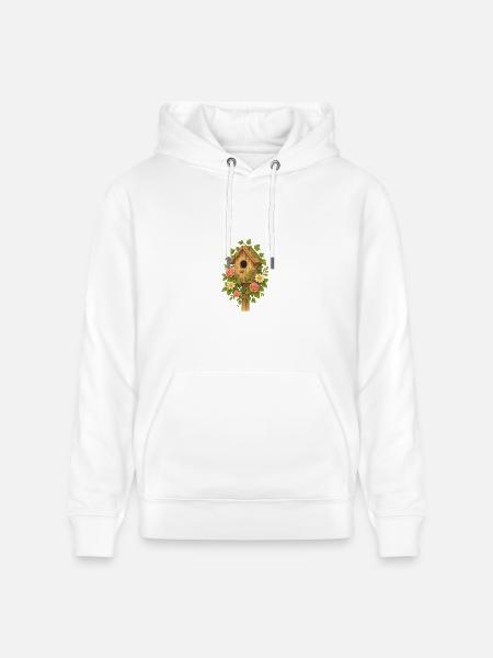 Rustic Floral Birdhouse Design - Heavyweight Unisex Hoodie CRUISER by Stanley/Stella - white