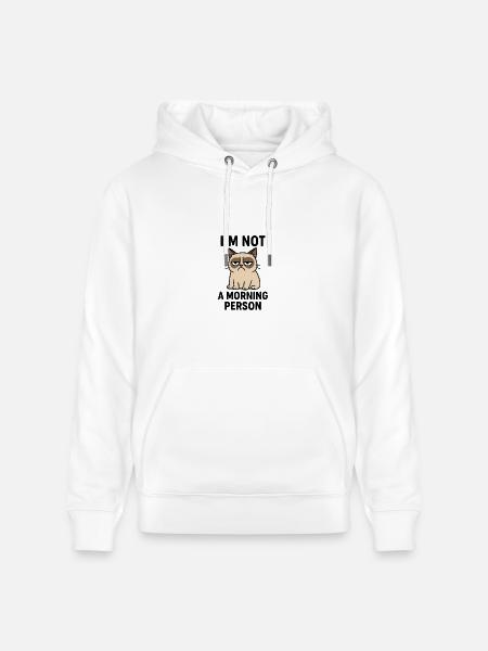 Moody Cat Minimal Meme - Heavyweight Unisex Hoodie CRUISER by Stanley/Stella - white