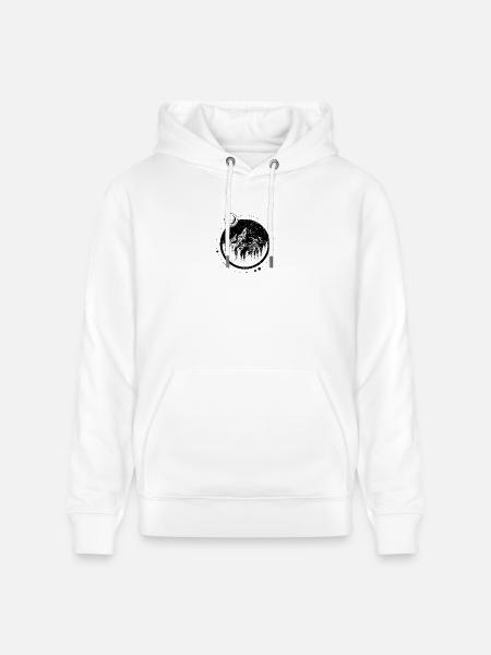Monochrome Mountain Circle - Heavyweight Unisex Hoodie CRUISER by Stanley/Stella - white