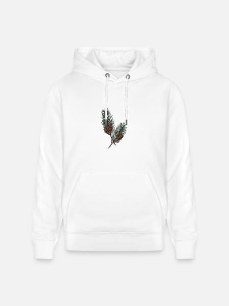 Evergreen Pinecone Sprigs - Heavyweight Unisex Hoodie CRUISER by Stanley/Stella - white