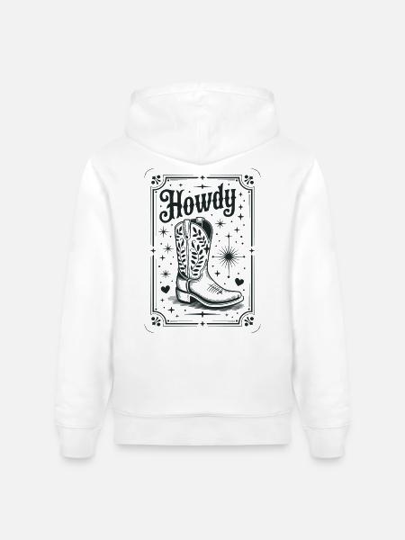 Howdy Boots Western Night - Heavyweight Unisex Hoodie CRUISER by Stanley/Stella - white
