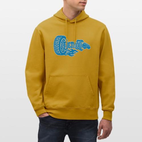 The D® - Detroit Wheel Guitar with Flames Bl Slvr - Heavyweight Unisex Hoodie CRUISER by Stanley/Stella