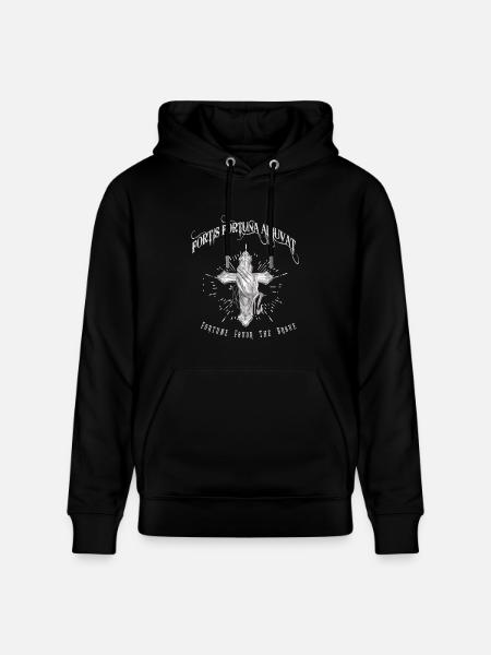 Fortis Fortuna Adiuvat - Cross and Hand Tattoo - Heavyweight Unisex Hoodie CRUISER by Stanley/Stella - black