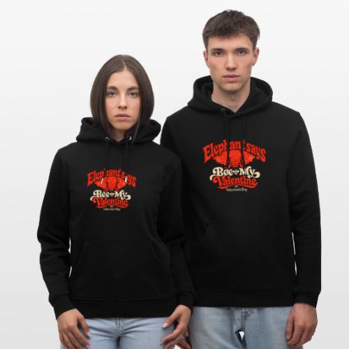 Retro Elephant Bee My Valentine Cute Couple - Heavyweight Unisex Hoodie CRUISER by Stanley/Stella
