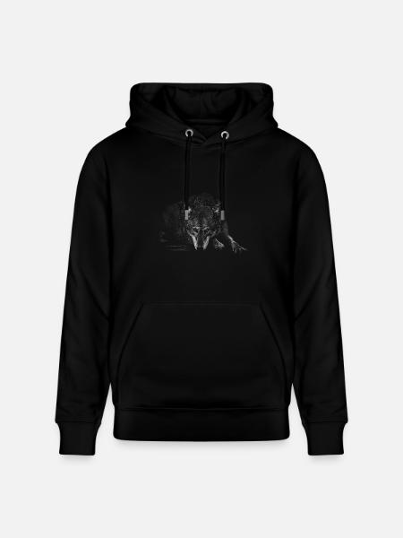 Wolf Silhouette Mono - Heavyweight Unisex Hoodie CRUISER by Stanley/Stella - black