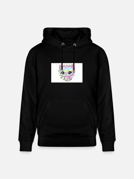 Pastel Rainbow Kitten - Heavyweight Unisex Hoodie CRUISER by Stanley/Stella - black