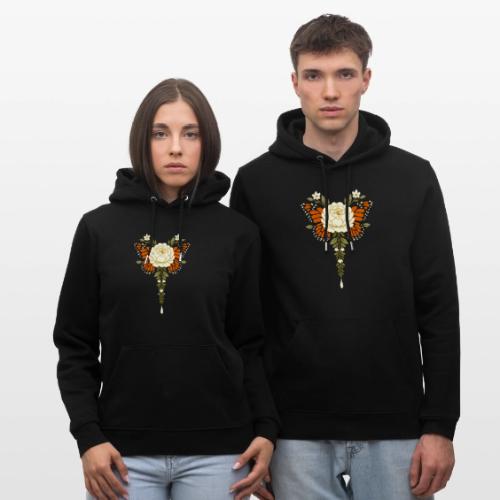 Monarch Butterfly Floral Botanical Art - Heavyweight Unisex Hoodie CRUISER by Stanley/Stella