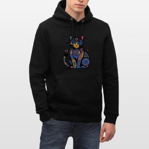 Vibrant Geometric Cat Mandala - Heavyweight Unisex Hoodie CRUISER by Stanley/Stella