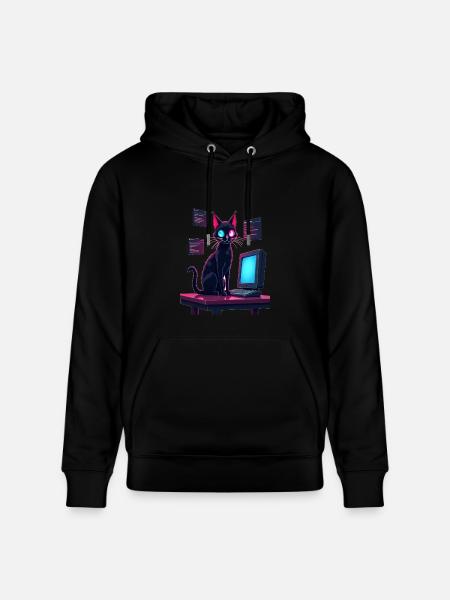Cat.exe Has Crashed – Glitch Kitty - Heavyweight Unisex Hoodie CRUISER by Stanley/Stella - black